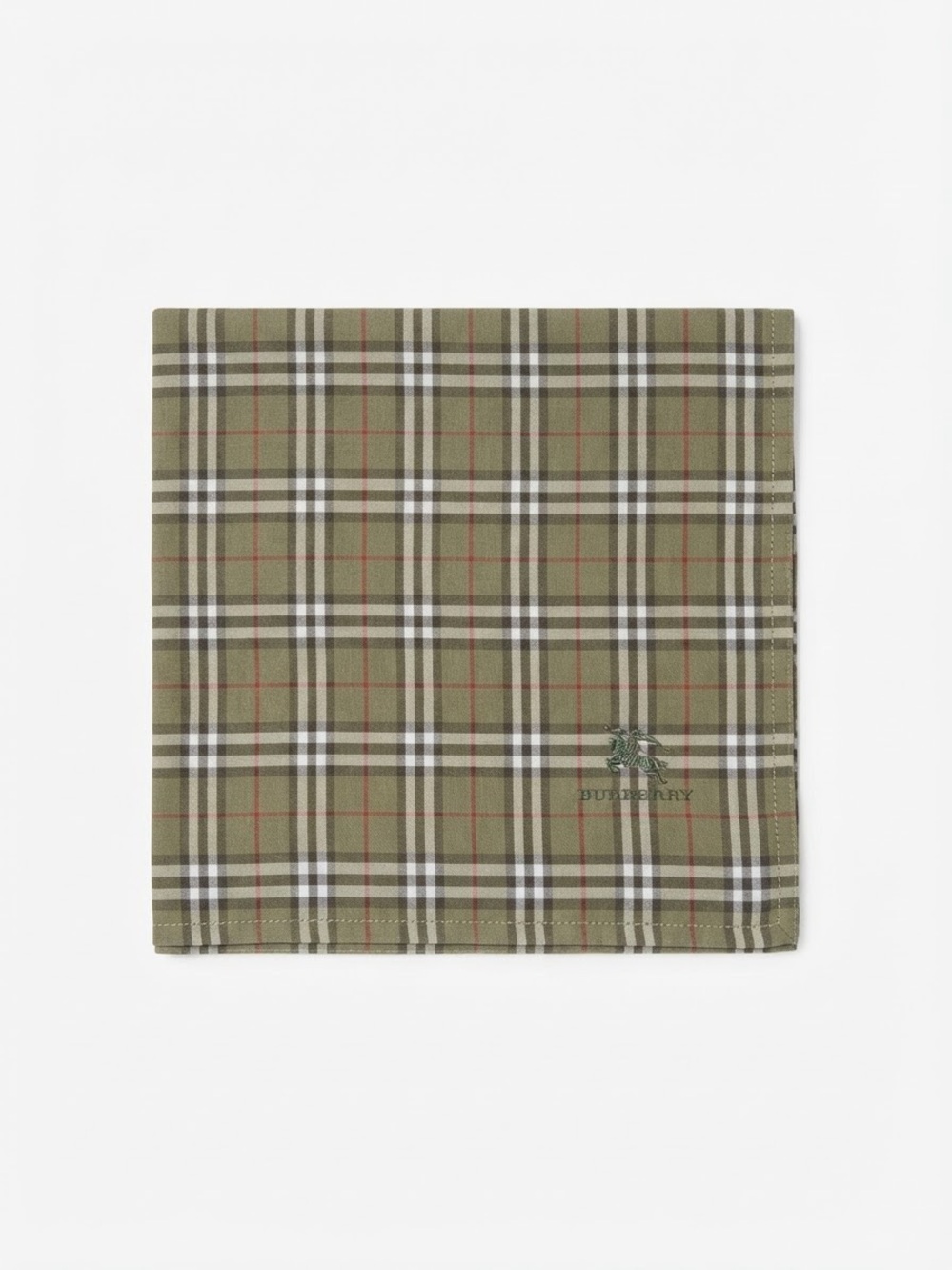 Burberry Vintage Olive Check Silk Pocket Square /
Neckerchief